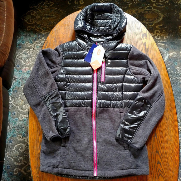 Free Country Black Hybrid Hooded Jacket Size Girl's Large 14/16 NEW with TAGS - Picture 4 of 14
